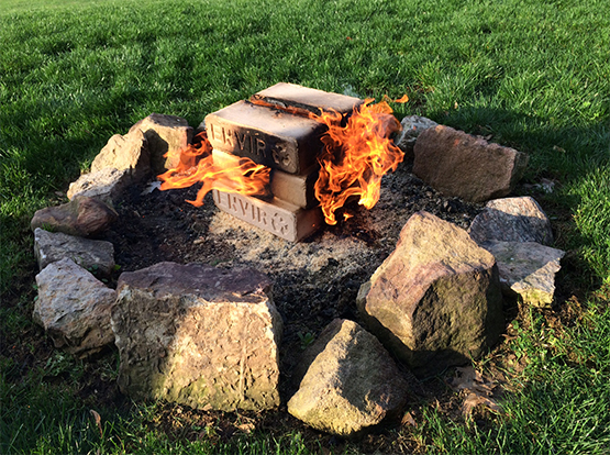 Wood brick campfire